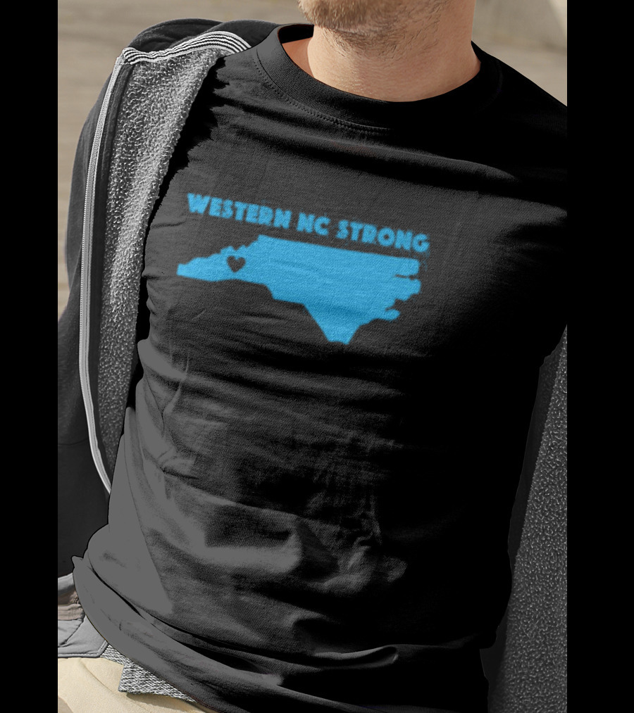 Western NC Strong Heart North Carolina Map T-Shirt