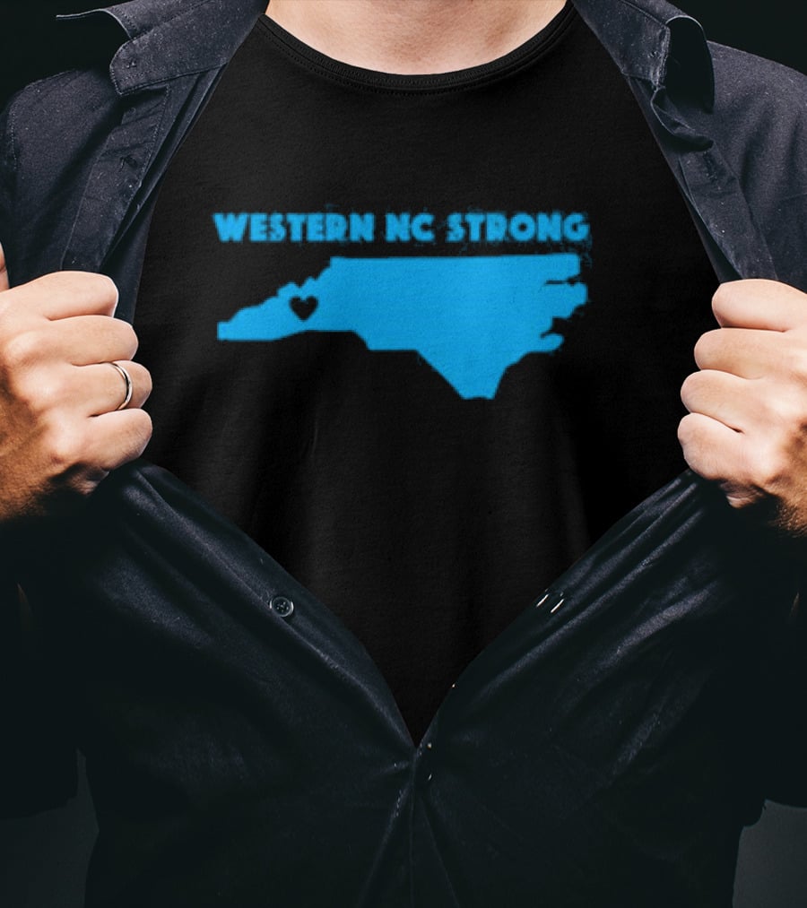 Western NC Strong Heart North Carolina Map T-Shirt