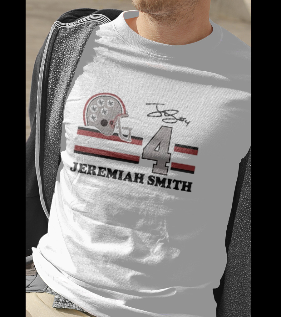 Ohio State Jeremiah Smith #4 Helmet Signature Football T-Shirt