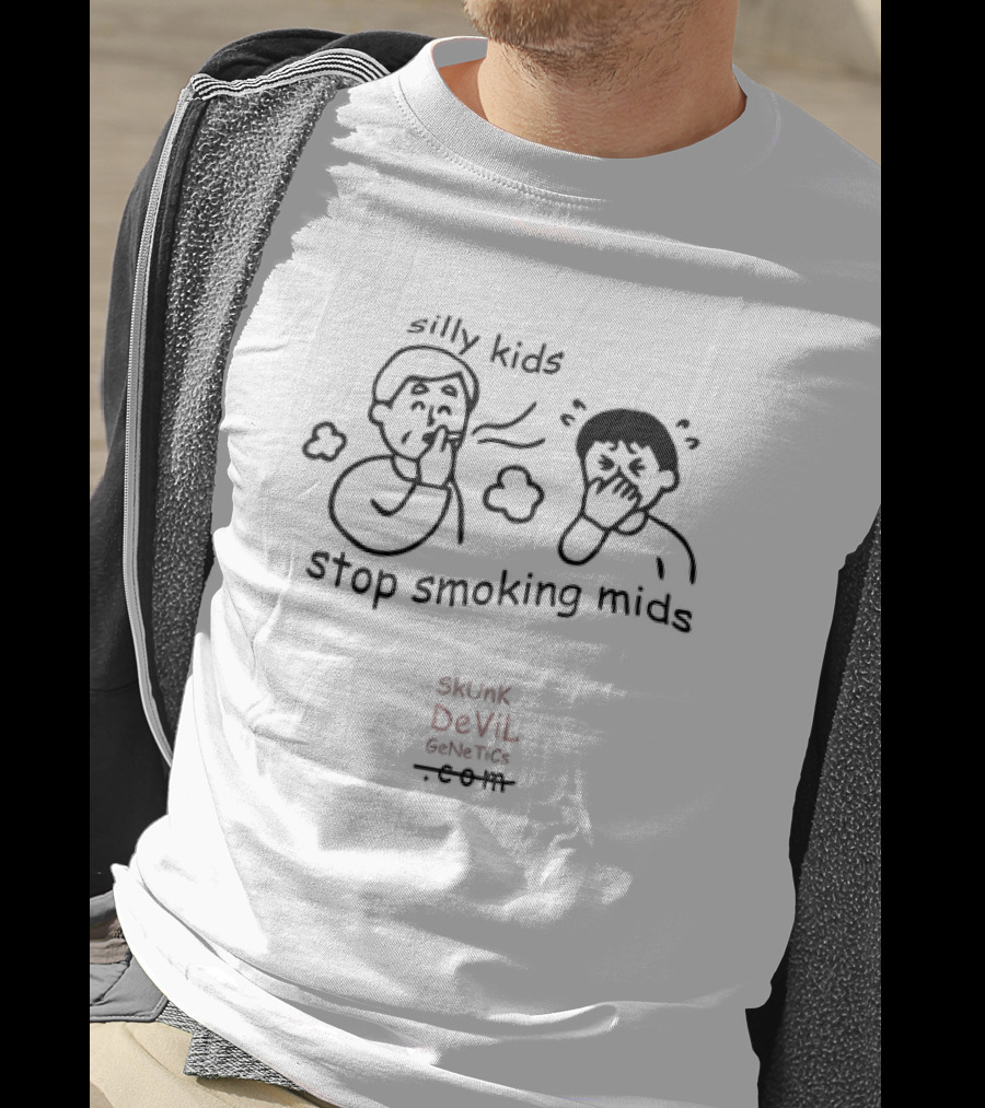 Silly Kids Stop Smoking Mids Skunk Devil Genetics T-Shirt
