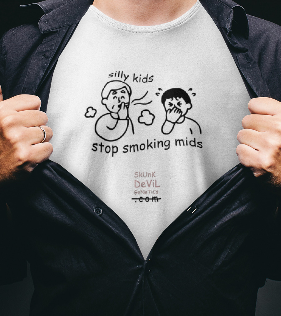 Silly Kids Stop Smoking Mids Skunk Devil Genetics T-Shirt