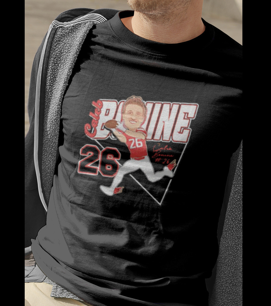 Caleb Bonine #26 Caricature Louisiana Ragin’ Cajuns Player Football T-Shirt