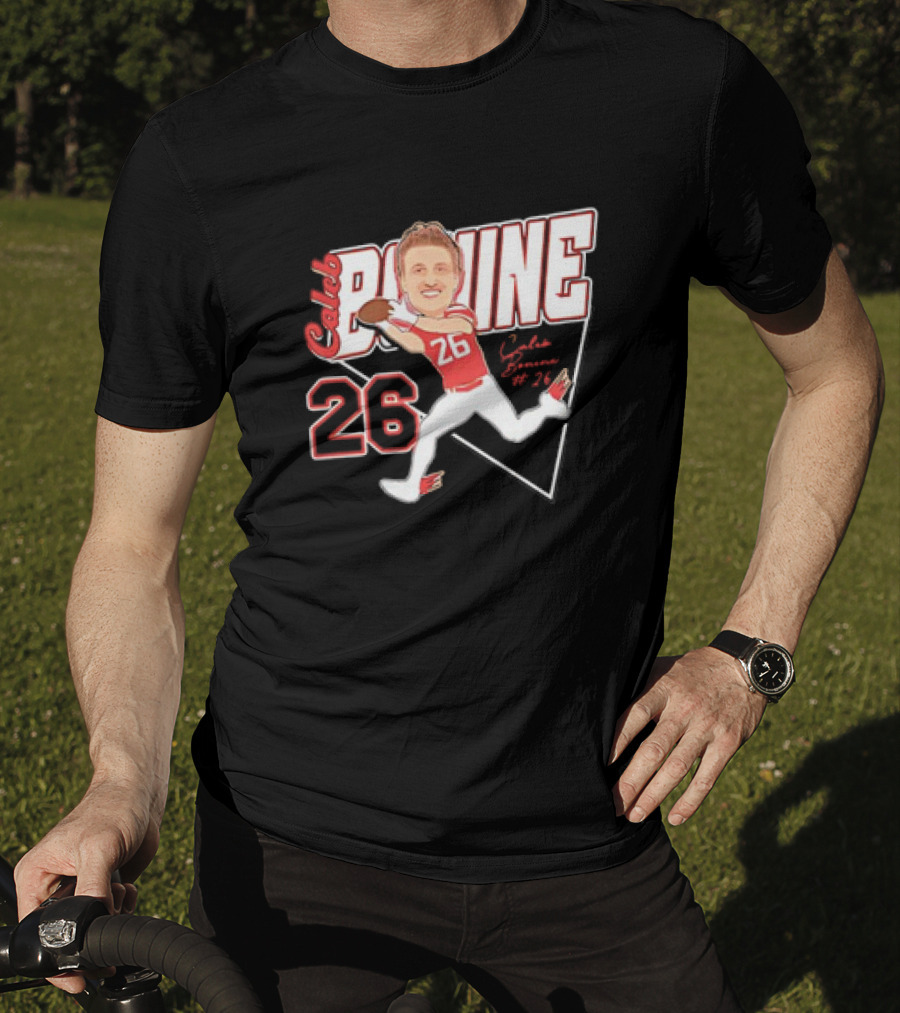 Caleb Bonine #26 Caricature Louisiana Ragin’ Cajuns Player Football T-Shirt