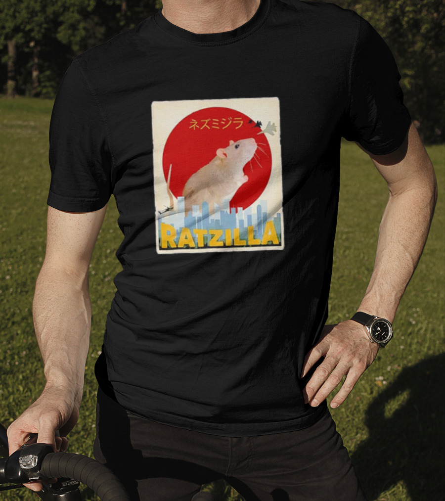 Ratzilla Japanese Anime Retro Cute Rat Mouse Cityscape Iconic T-Shirt