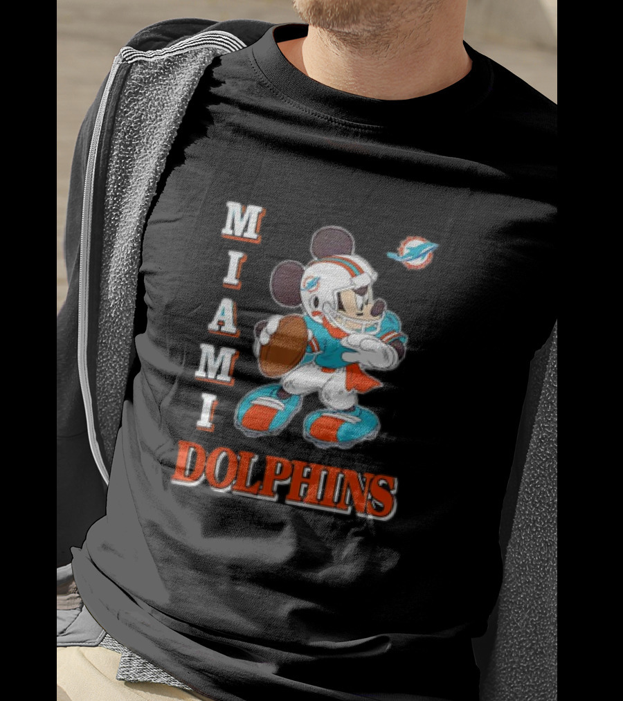 Mickey Mouse Miami Dolphins Football T-Shirt