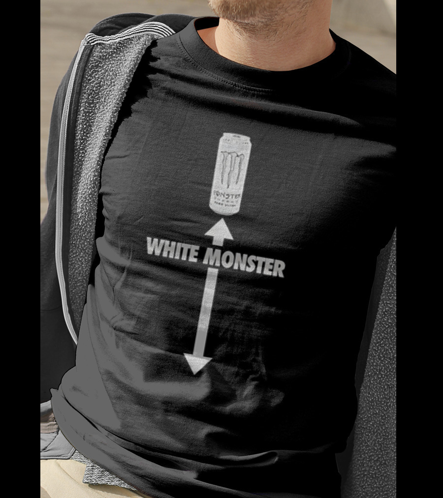 White Monster Energy Drink Can With Arrow Direction T-Shirt