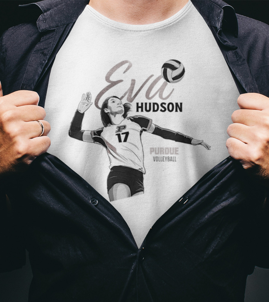 Eva Hudson Purdue Volleyball Player Number 17 In Action T-Shirt