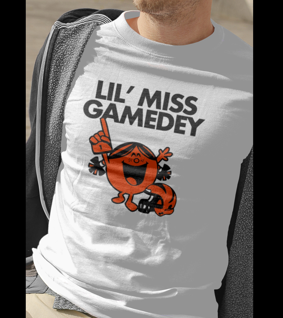 Lil Miss Gamedey Cincinnati Bengals Football Fandom Icon With Cheerful Character And Helmet T-Shirt