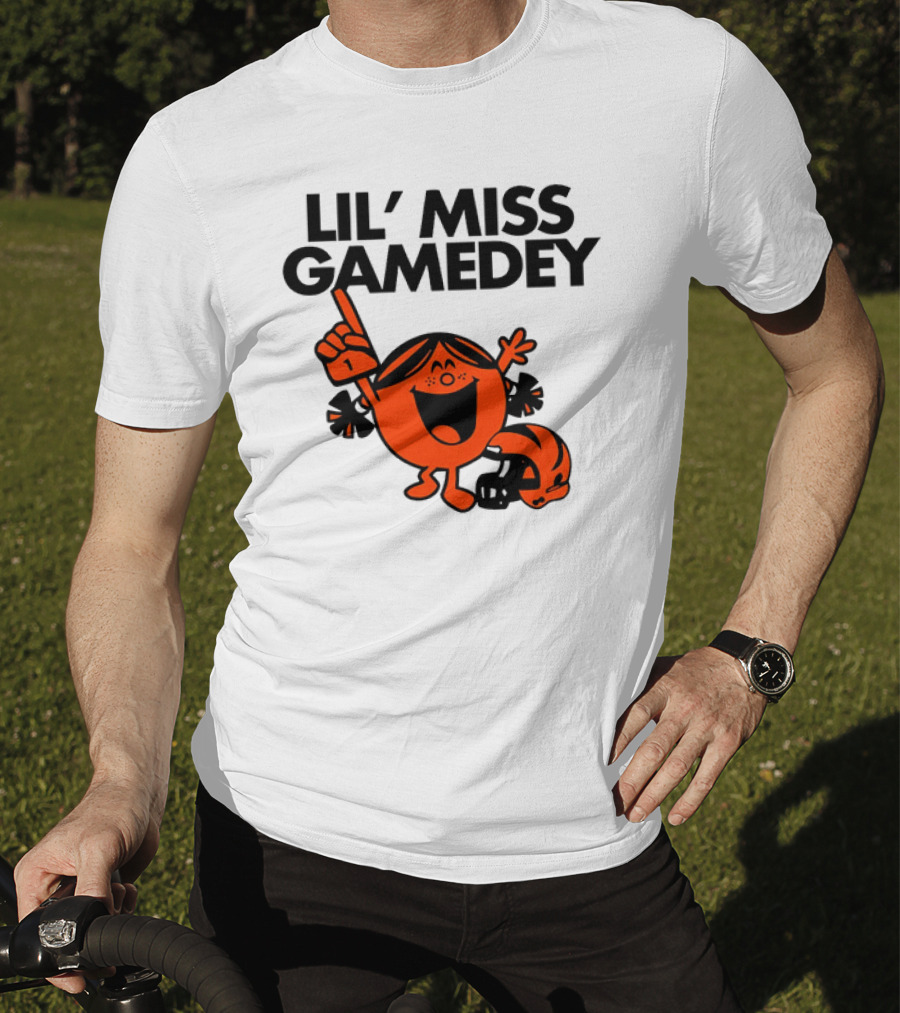 Lil Miss Gamedey Cincinnati Bengals Football Fandom Icon With Cheerful Character And Helmet T-Shirt