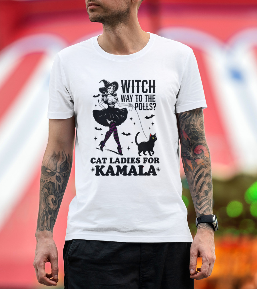 Witch Way to the Polls Cat Ladies for Kamala T-Shirt