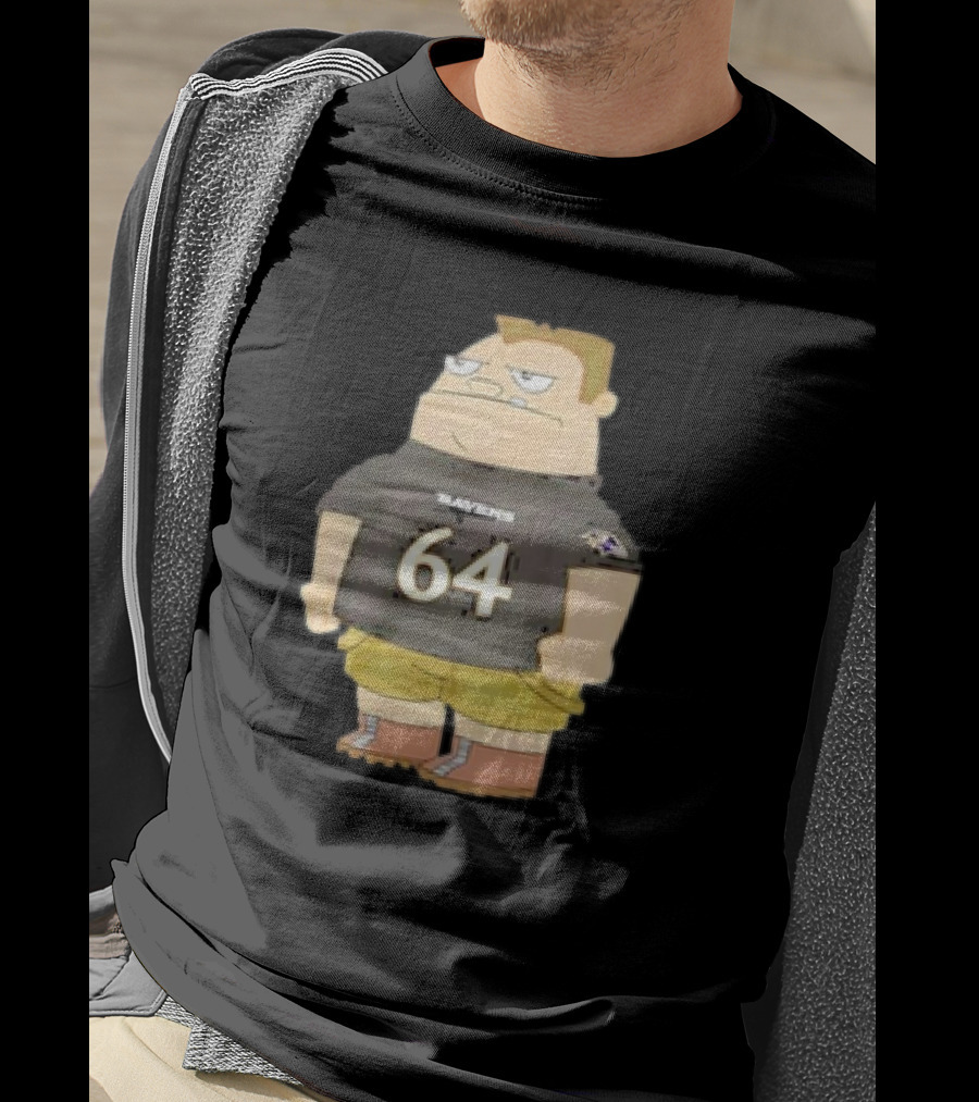 Ravens Tyler Linderbaum 64 Buford Van Stomm Character Sports Jersey T-Shirt