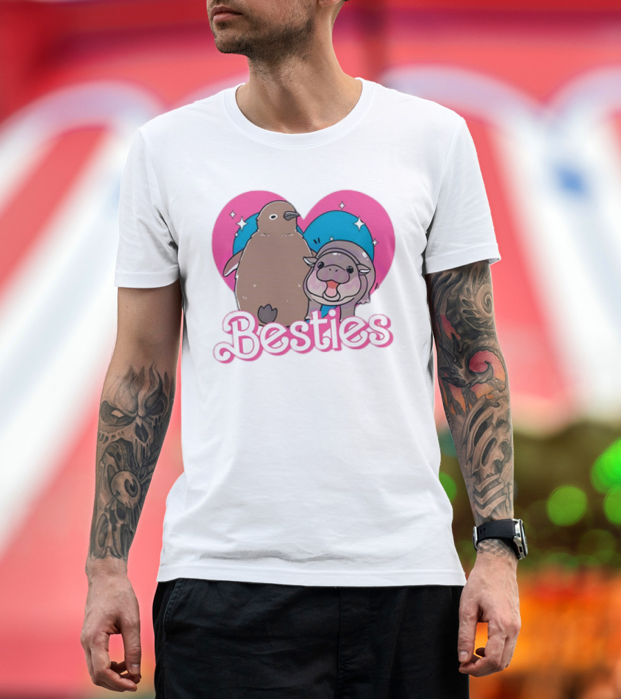 Best Friends Moo Deng Pesto Friendship Barbie Besties Heart T-Shirt