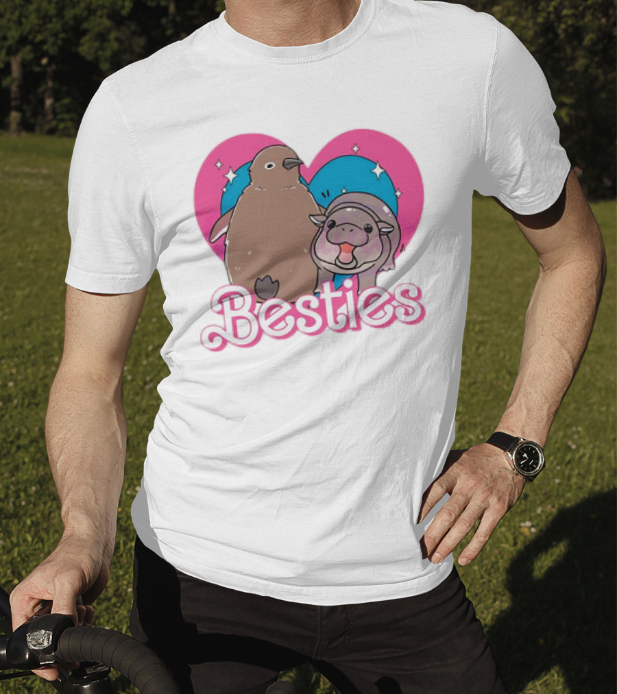 Best Friends Moo Deng Pesto Friendship Barbie Besties Heart T-Shirt