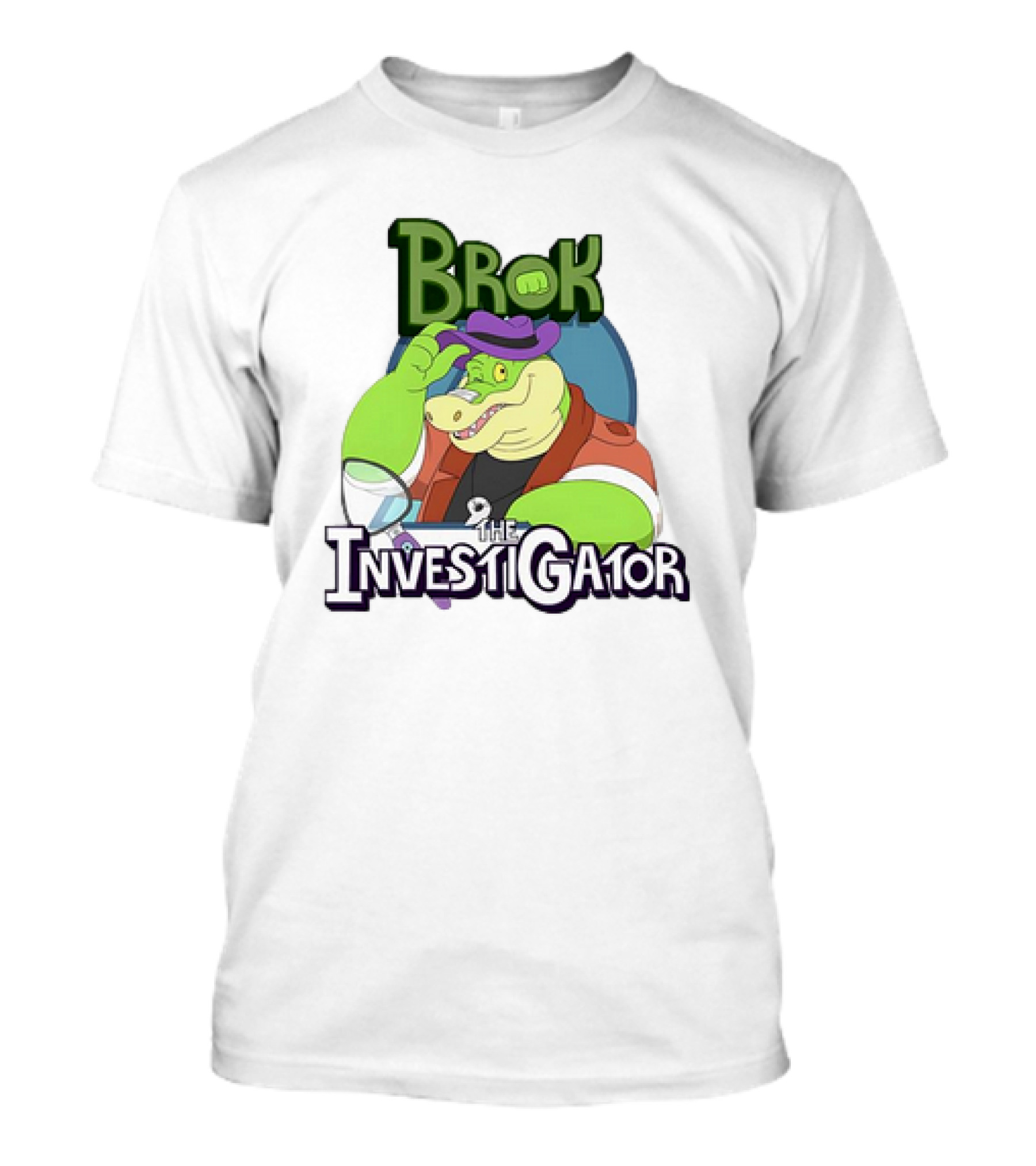 Brok The Investigator Gator Detective With Magnifying Glass And Purple Hat T-Shirt