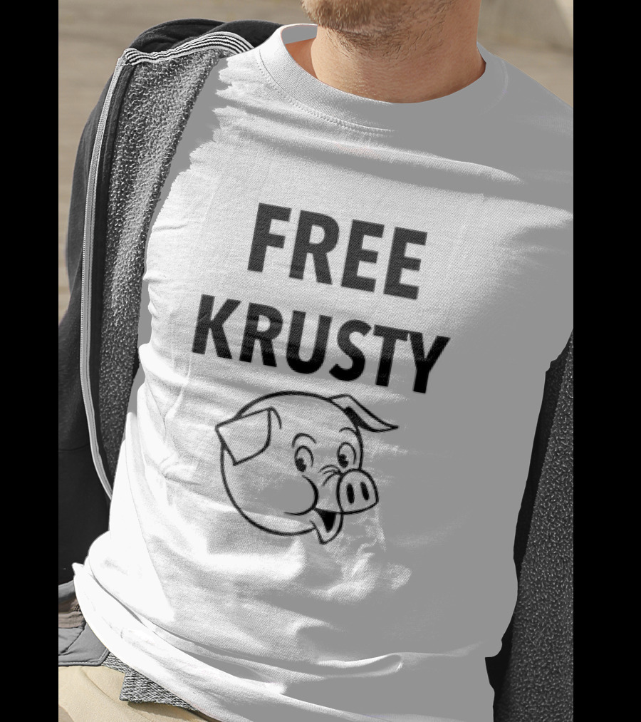 Free Krusty Pig Expressive Cartoon Head Drawing T-Shirt