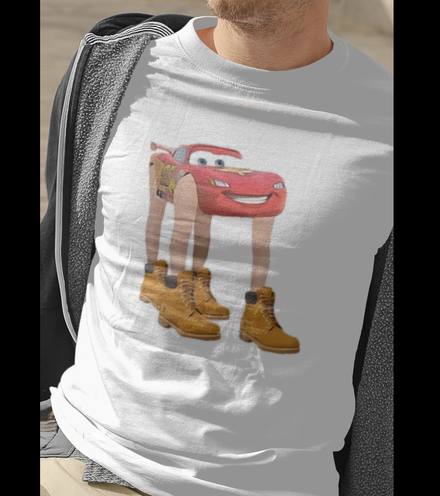 Lightning McQueen With Legs Cartoon Boots T-Shirt