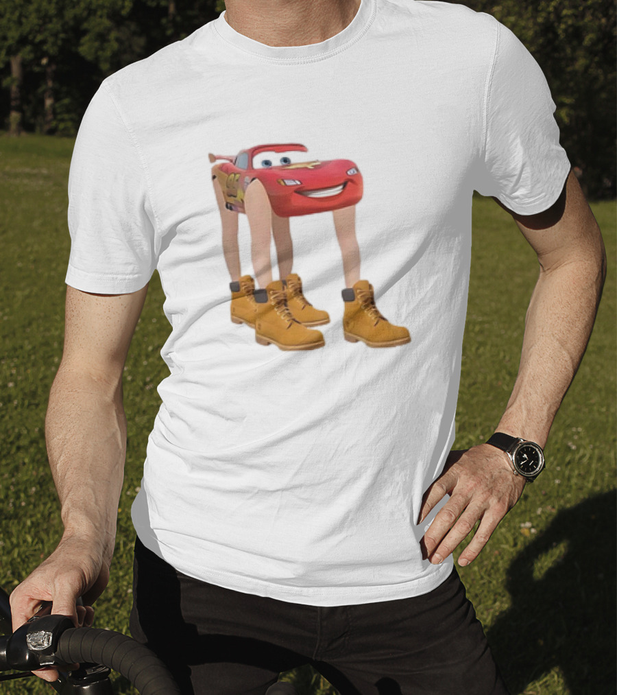 Lightning McQueen With Legs Cartoon Boots T-Shirt