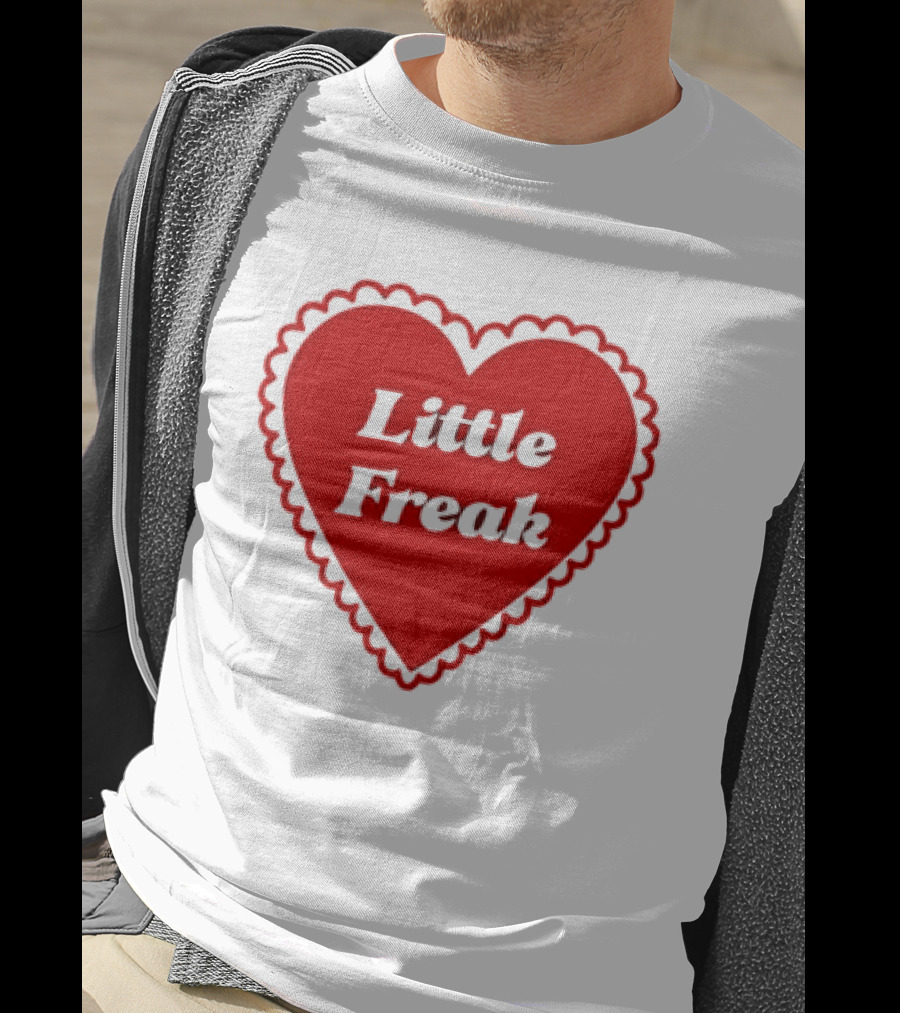 Little Freak Heart Red Scalloped Text T-Shirt