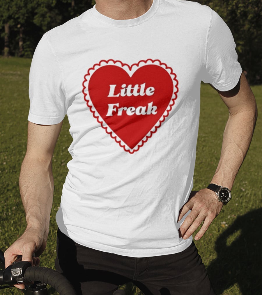 Little Freak Heart Red Scalloped Text T-Shirt
