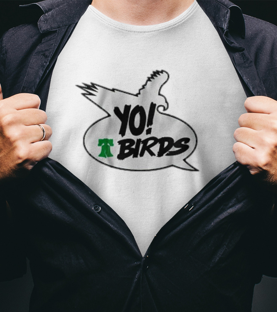 Philadelphia Eagles Yo Birds Liberty Bell Speech Bubble T-Shirt