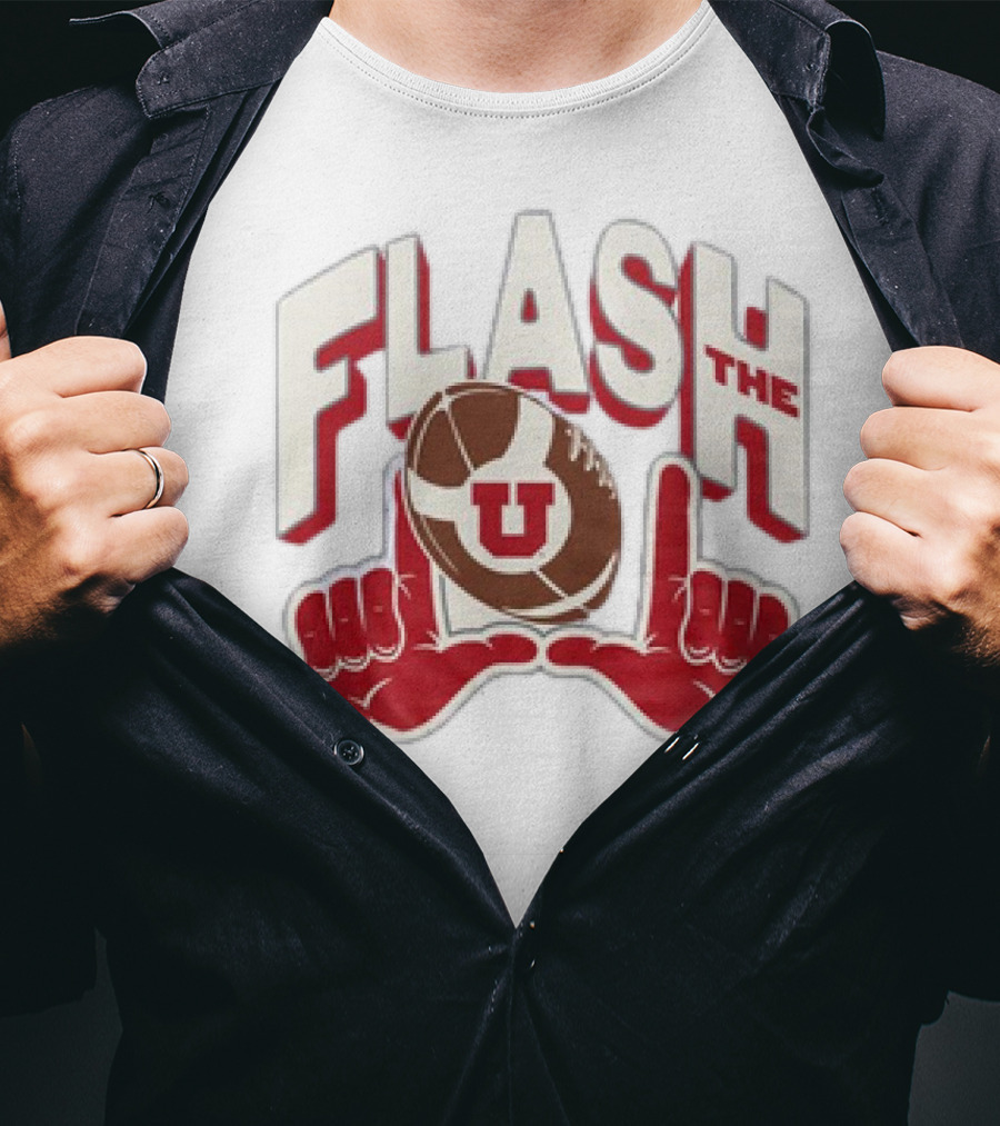 Utah Utes Flash The U Football Logo With Red Hand Gesture T-Shirt