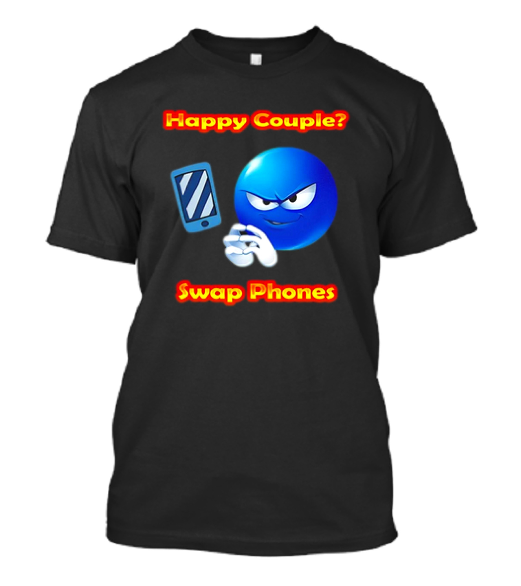Happy Couple? Swap Phones Blue Emoji T-Shirt