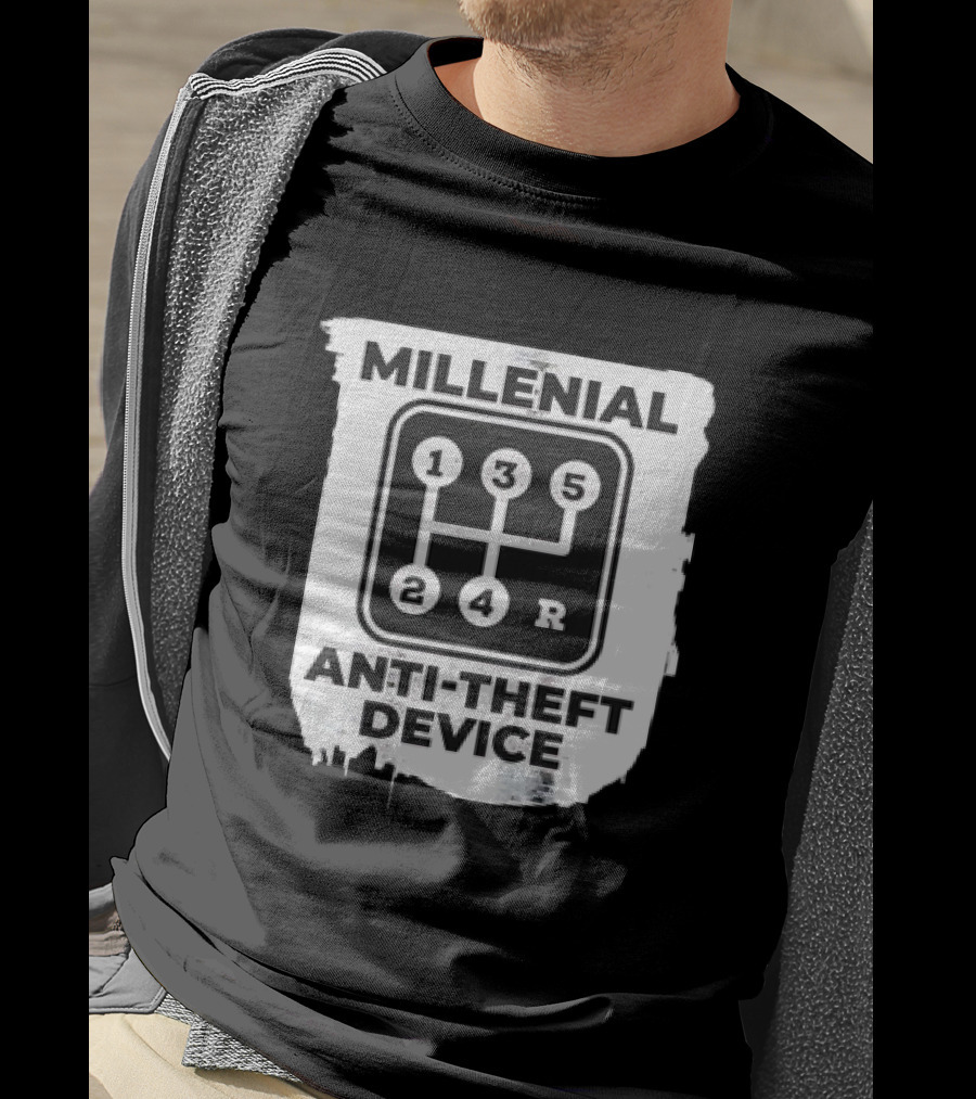Millenial Anti-Theft Device Manual Gear Shift T-Shirt