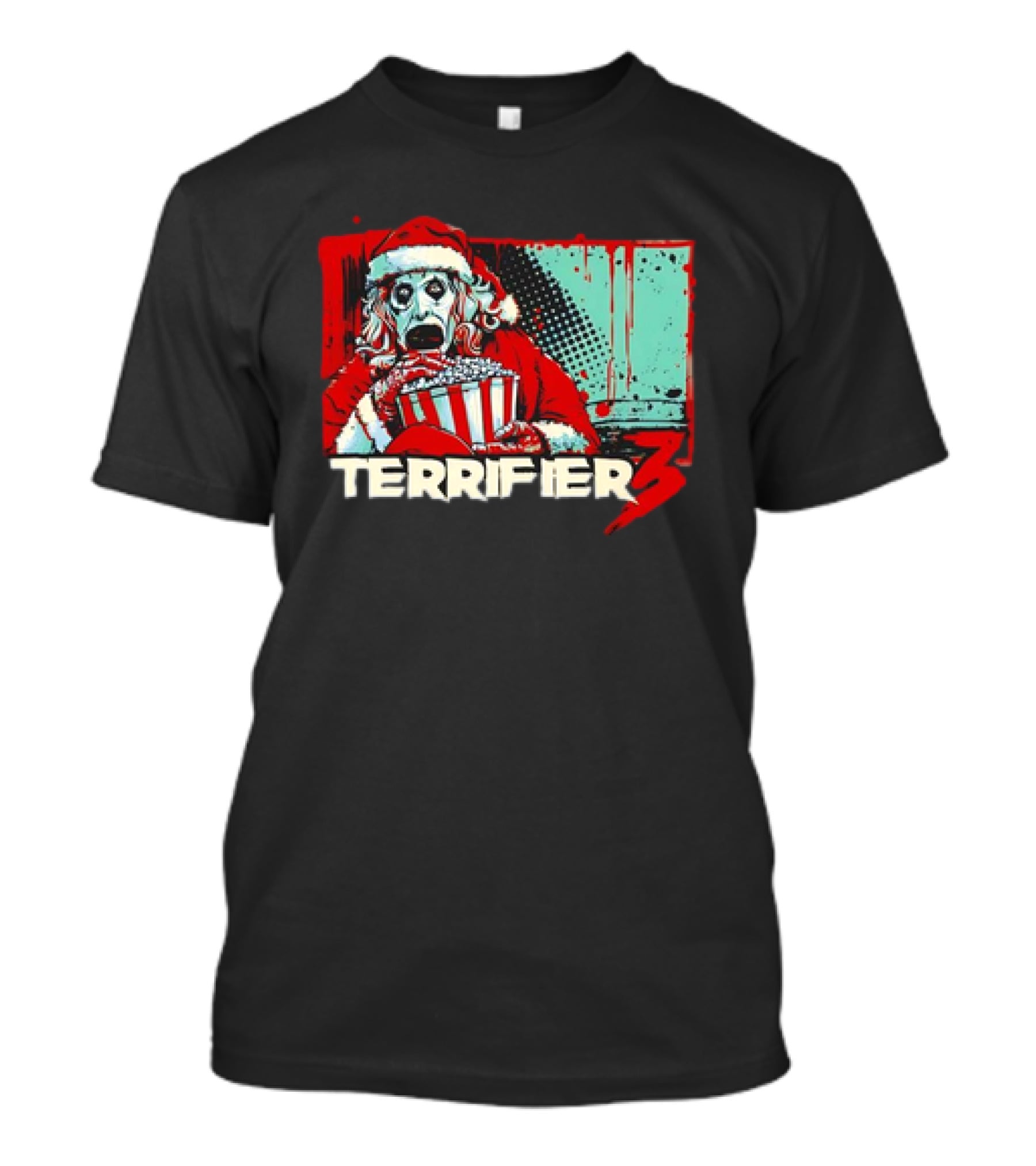 Terrifier 3 Santa Popcorn Horror Scene T-Shirt