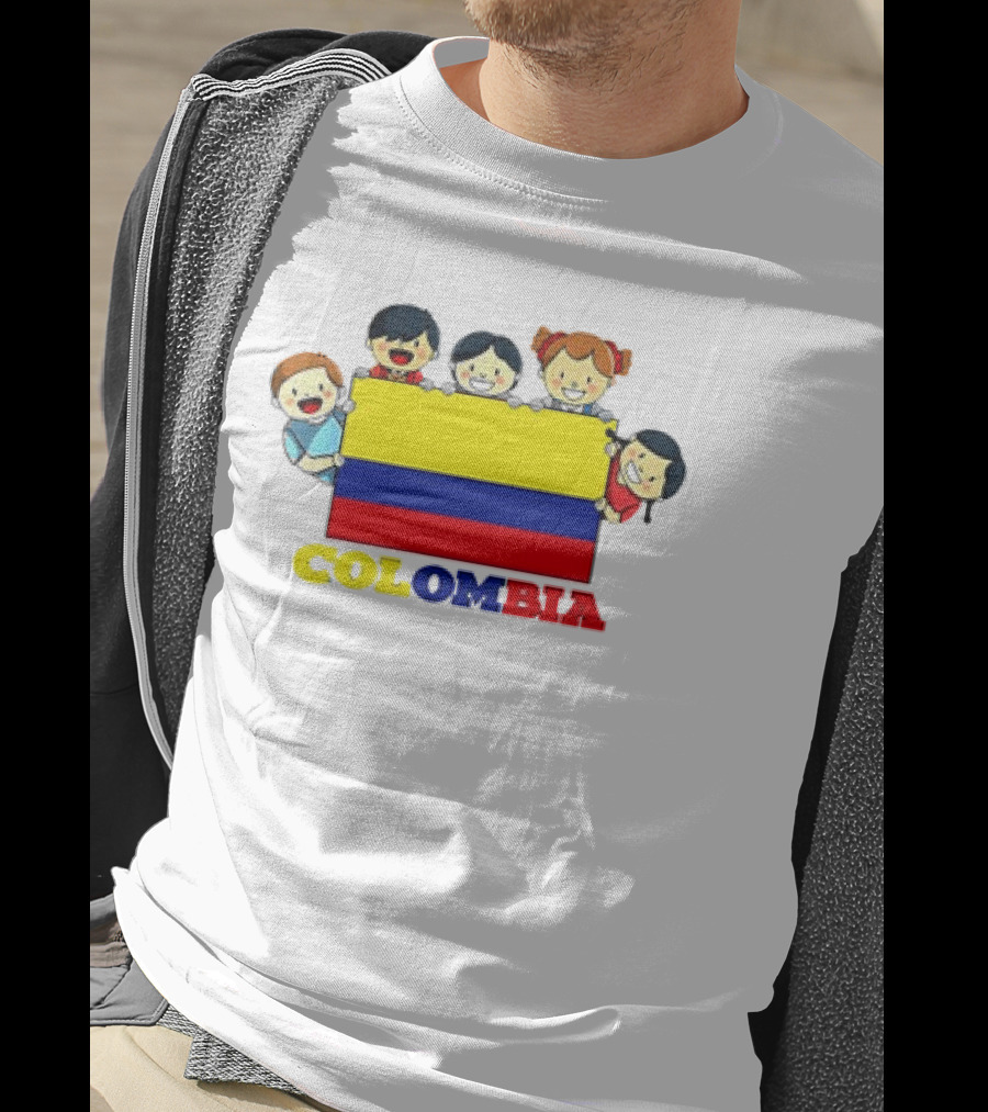 Colombia Flag Hispanic Heritage Month Cartoon Kids Colombian Flag T-Shirt