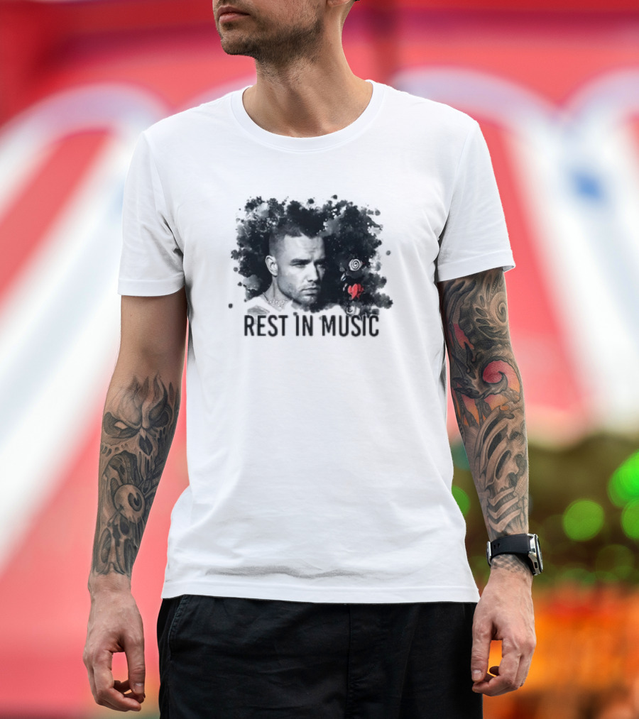 Liam Payne Rest in Music Portrait with Artistic Black and Red Accents T-Shirt