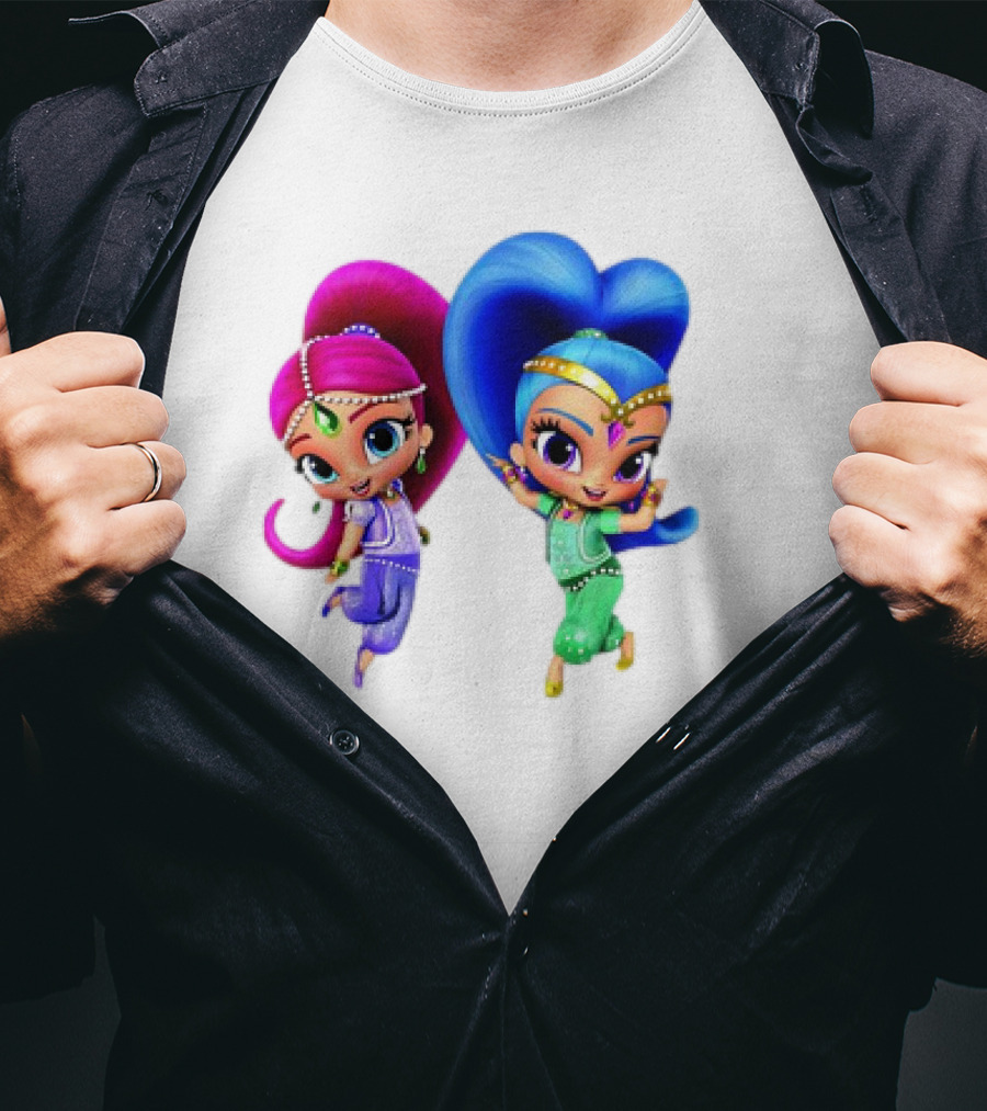 Shimmer And Shine Cartoon Girl Friend Duo With Vibrant Colors T-Shirt