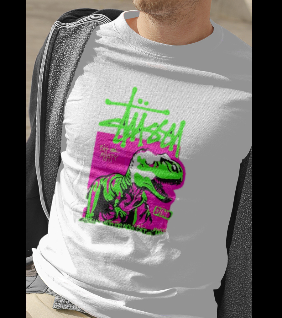 Stussy Big And Meaty Dino Cartoon T-Shirt
