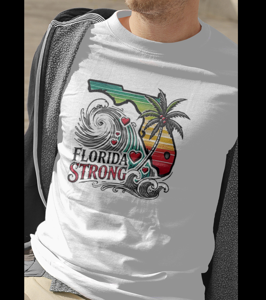 Florida Strong Wave Palm Heart T-Shirt