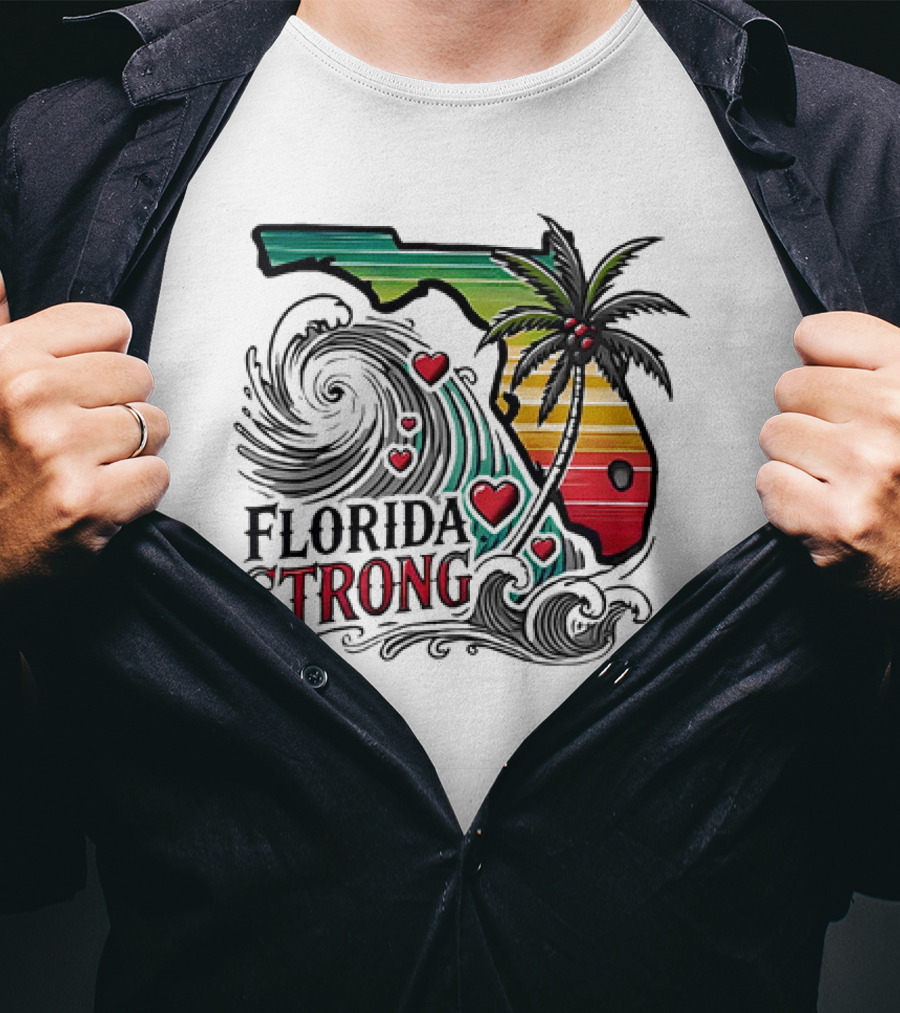 Florida Strong Wave Palm Heart T-Shirt