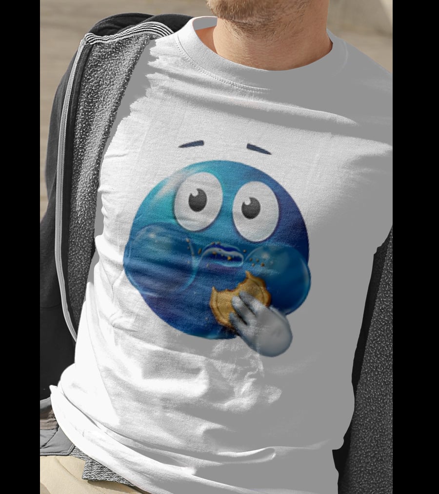 Blue Emoji With Cookie Meme T-Shirt