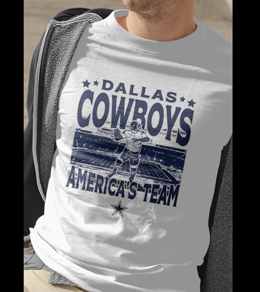 Dallas Cowboys America's Team Quarterback Stadium Blue T-Shirt
