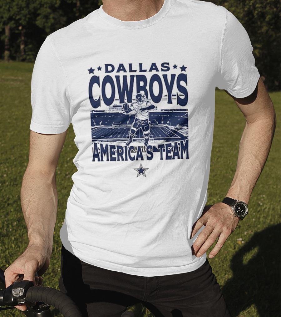 Dallas Cowboys America's Team Quarterback Stadium Blue T-Shirt