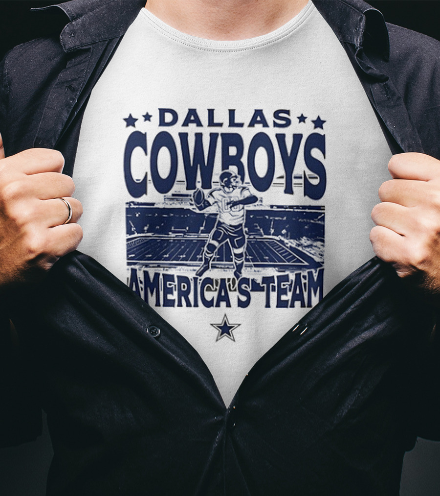 Dallas Cowboys America's Team Quarterback Stadium Blue T-Shirt