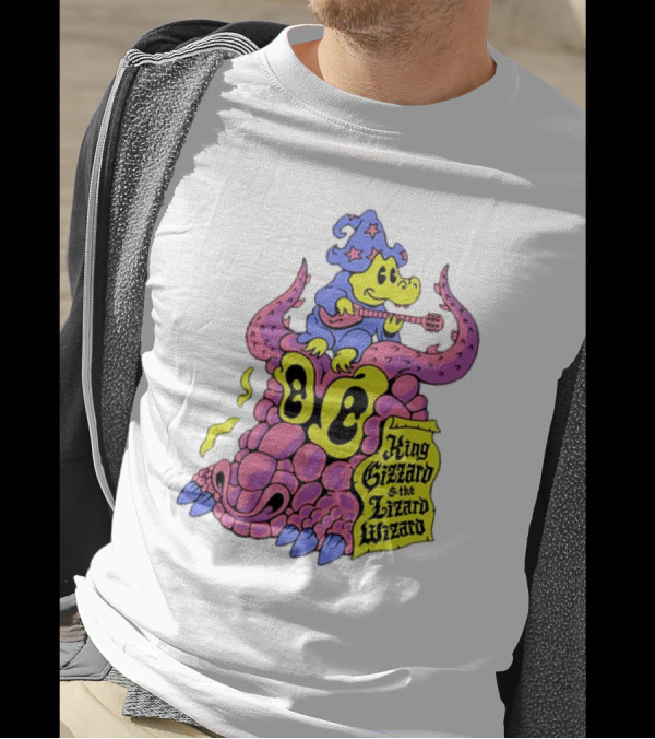 King Gizzard And The Lizard Wizard Gator Wizard Playing Guitar On Monster Head T-Shirt