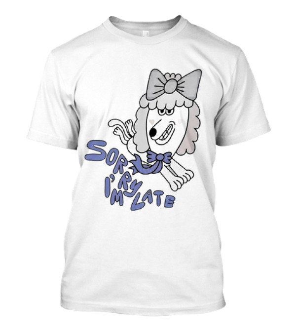Sorry I'm Late Lazy Oaf Dog With Bow And Scarf T-Shirt