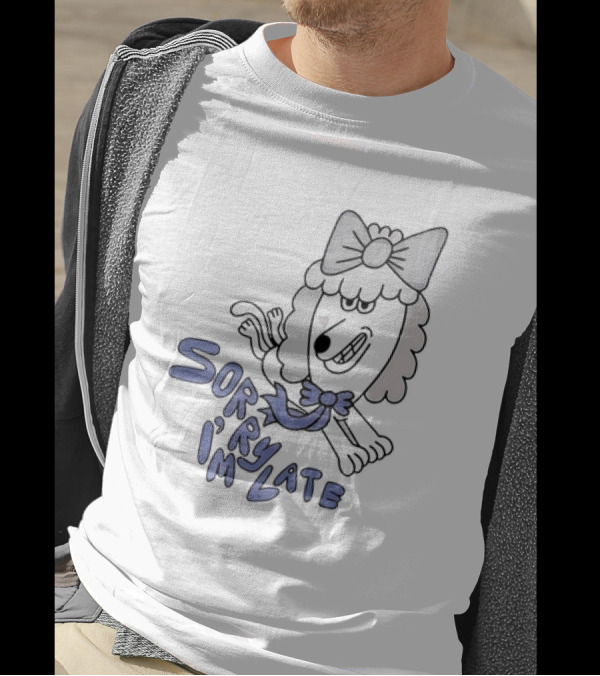Sorry I'm Late Lazy Oaf Dog With Bow And Scarf T-Shirt