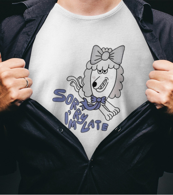 Sorry I'm Late Lazy Oaf Dog With Bow And Scarf T-Shirt