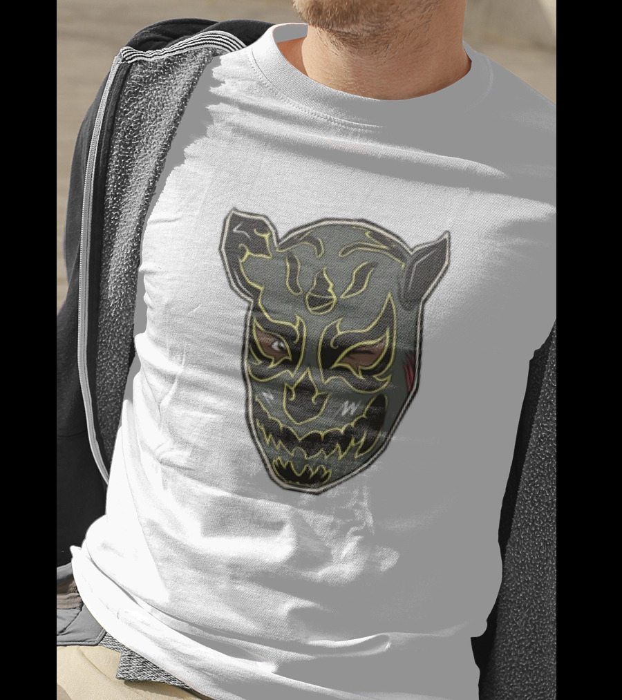 Luchador Black Mask With Grey And Yellow AEW T-Shirt