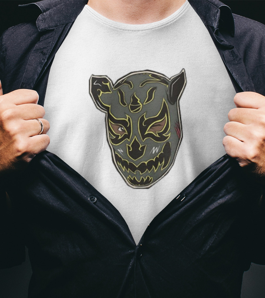 Luchador Black Mask With Grey And Yellow AEW T-Shirt