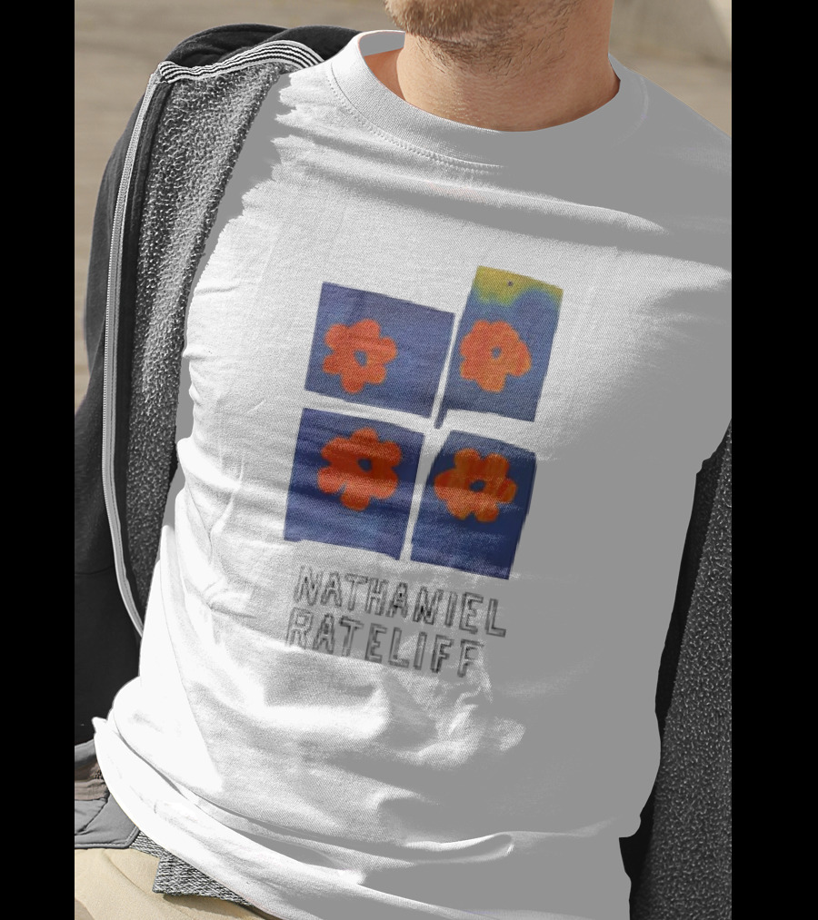 Nathaniel Rateliff Blue Squares Orange Flowers T-Shirt