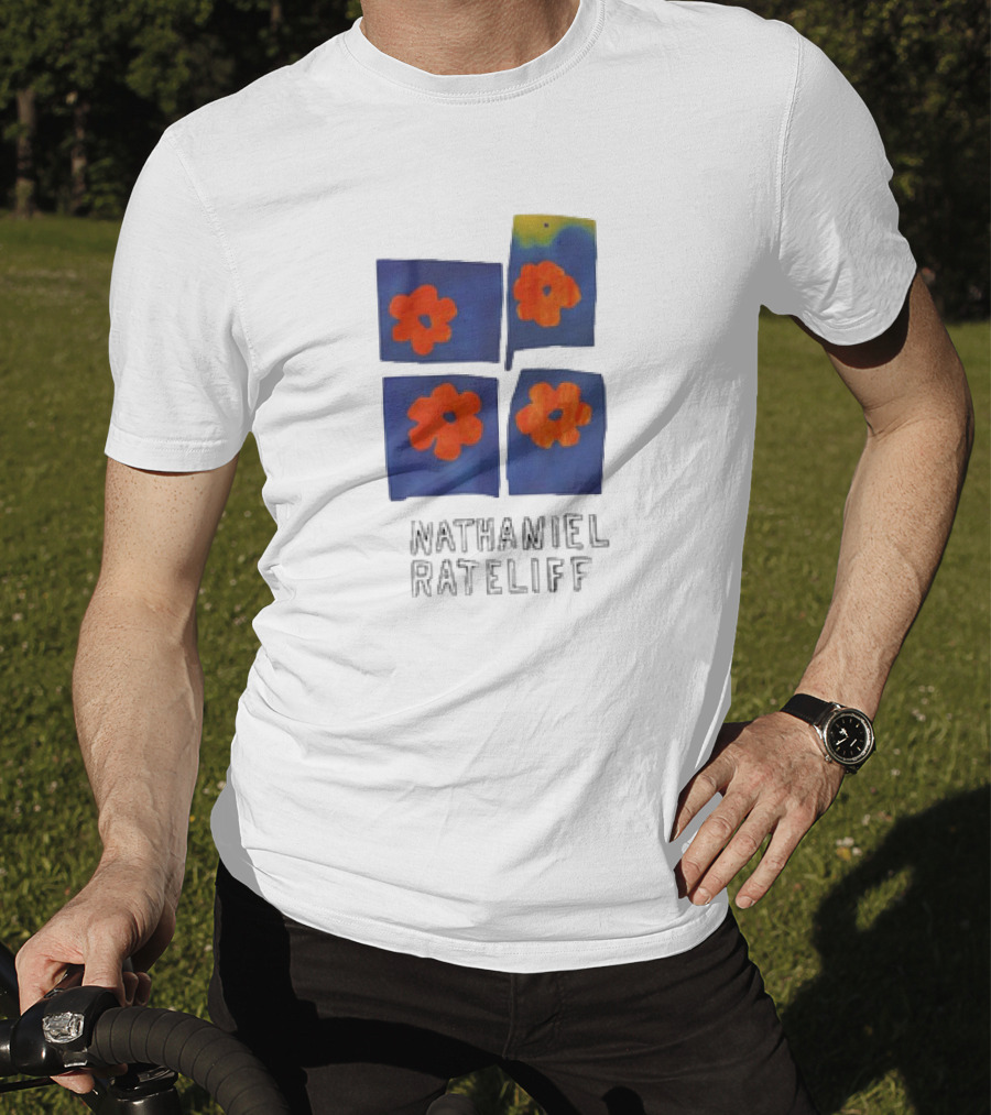 Nathaniel Rateliff Blue Squares Orange Flowers T-Shirt