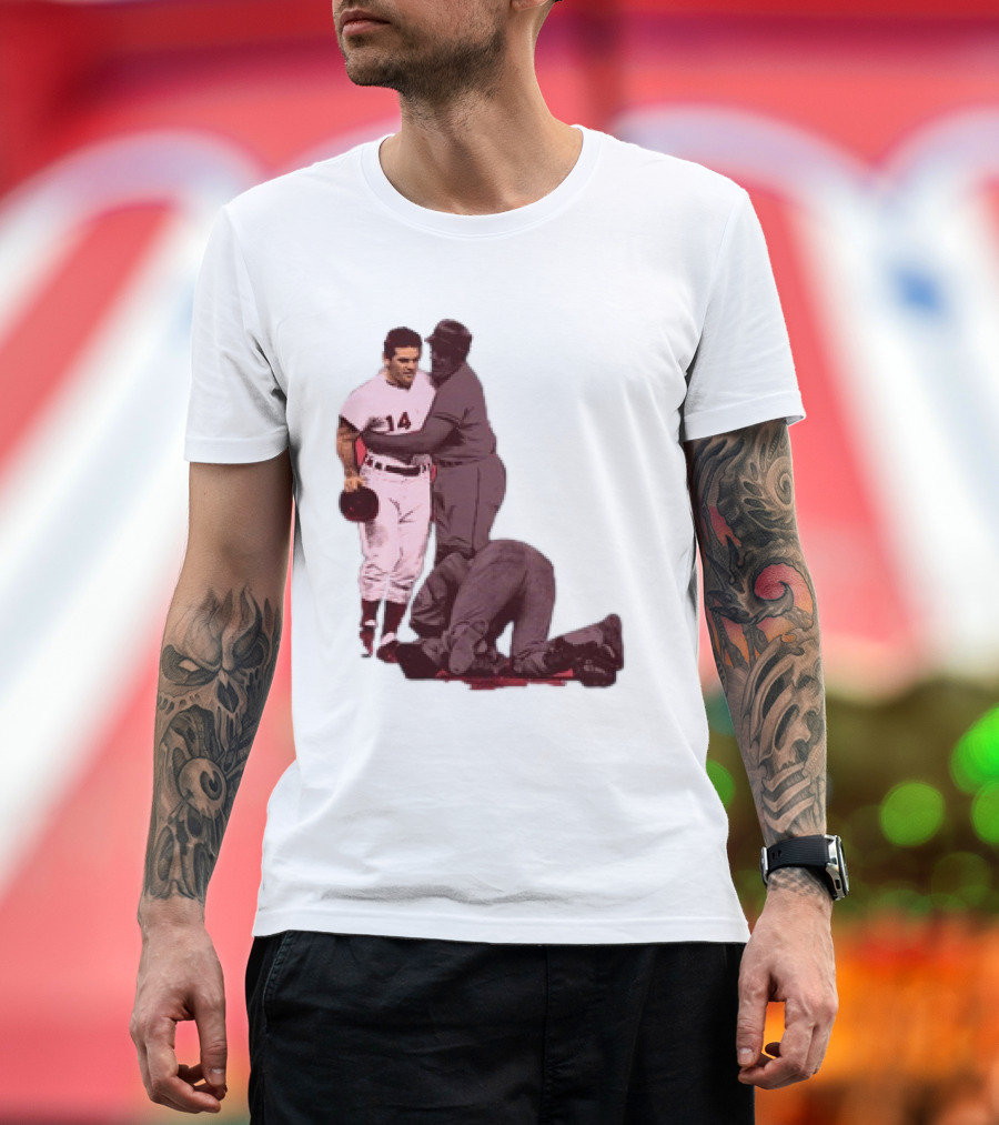 Pete Rose Levels Ray Fosse Baseball Collision Moment T-Shirt