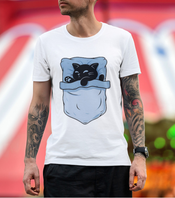 Premium T-Shirt: Pocket Nap Sleeping Cat Cuteness Cozy in Your Pocket T-Shirt Pocket Nap Sleeping Cat Cuteness Cozy in Your Pocket T-Shirt