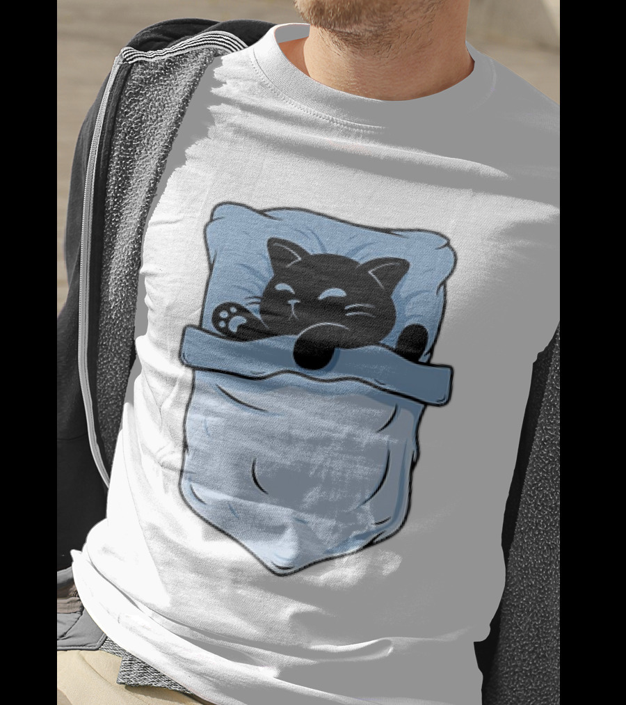 Pocket Nap Sleeping Cat Cuteness Cozy In Your Pocket T-Shirt
