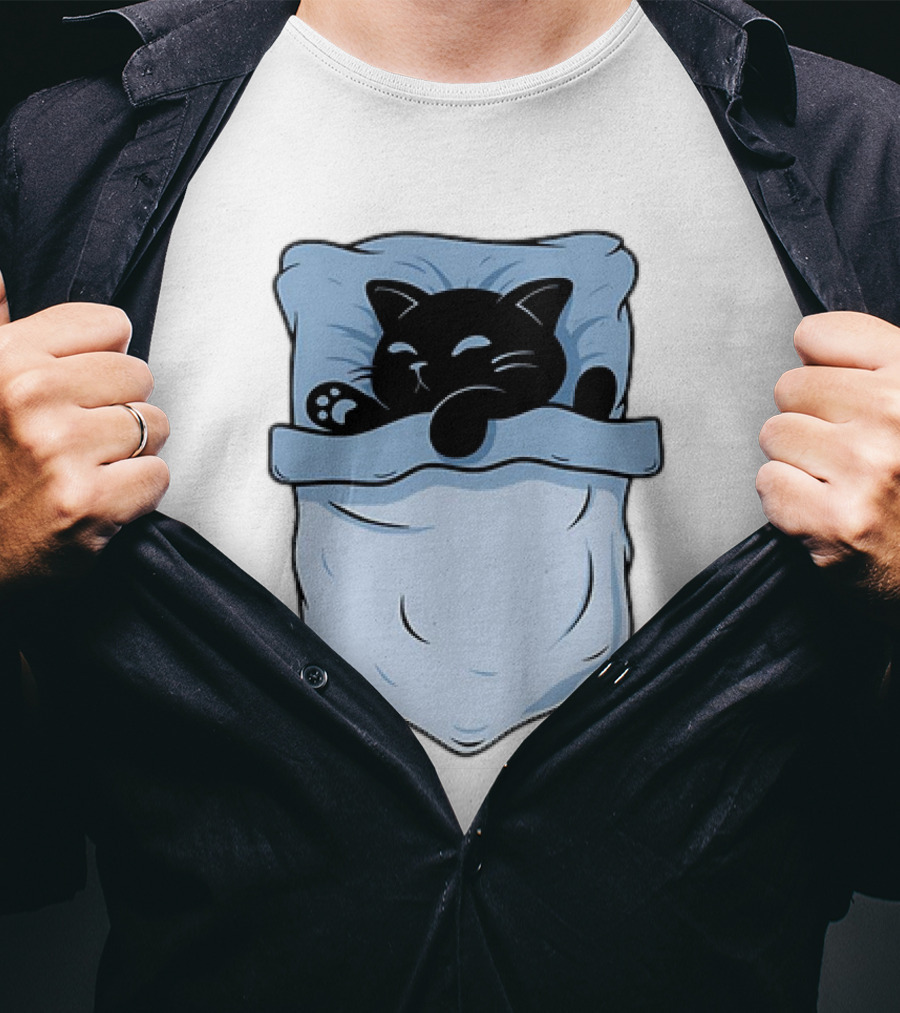 Pocket Nap Sleeping Cat Cuteness Cozy In Your Pocket T-Shirt